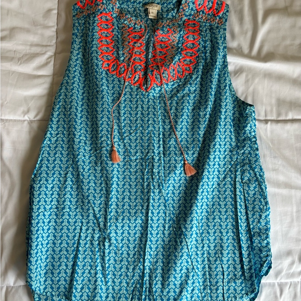 JCrew Sleeveless Top with Embroidery